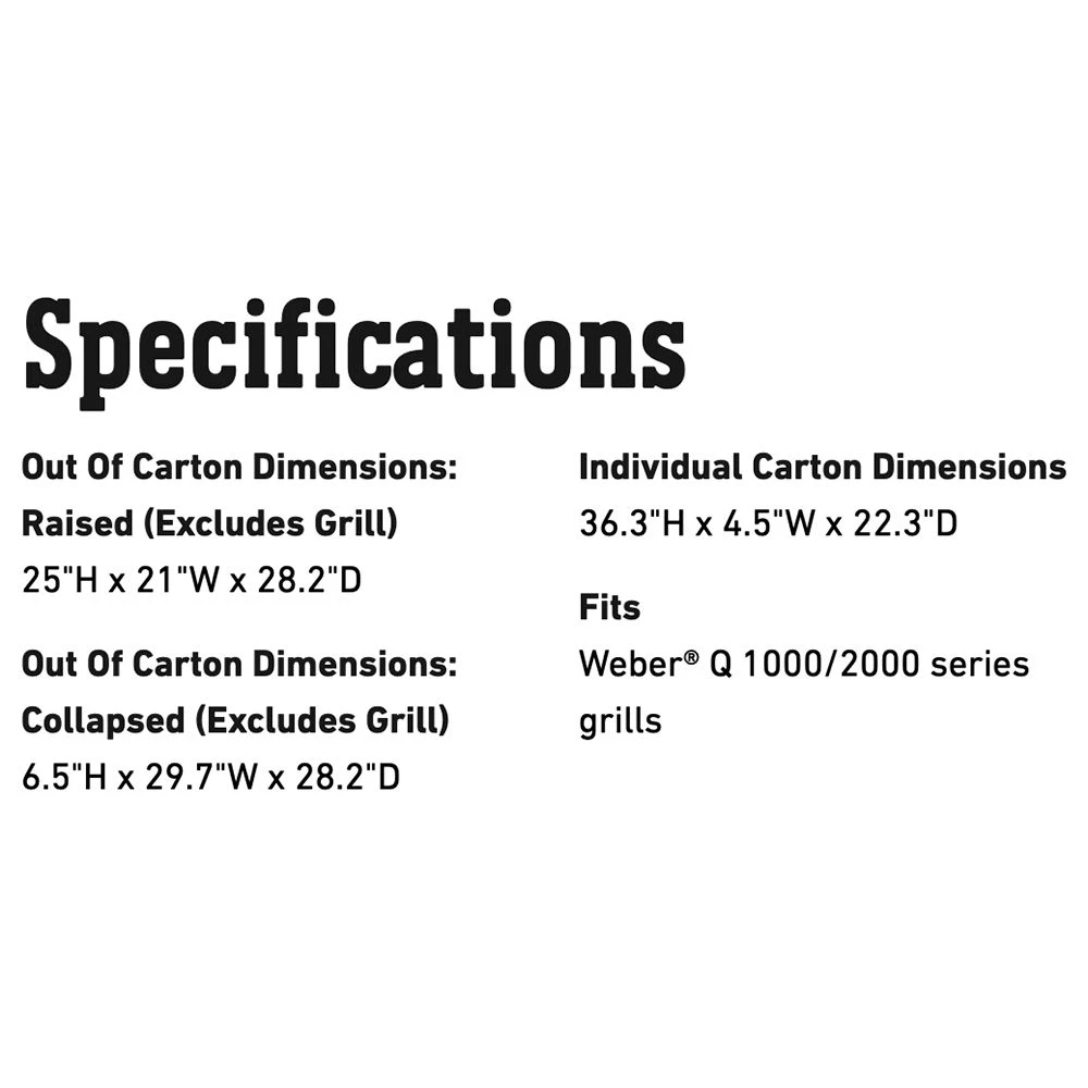 Weber Portable Cart For Q 1000/2000 Series Grills (WEB-6557) 4 Weber Portable Cart For Q 1000/2000 Series Grills (WEB-6557) - Image 2